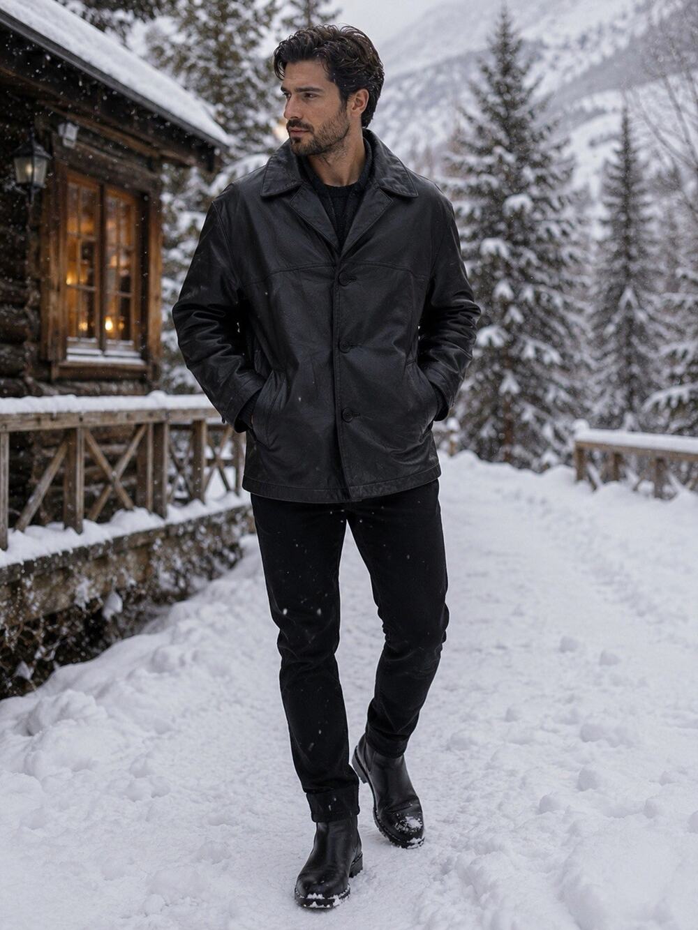 Wilsons Pelle Studio Men’s Black Car Coat Lined Thinsulate Jacket Size Large
